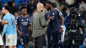 A Liverpoolt emlegető Guardiola Rüdigerrel balhézott, Vinícius megindokolta a gúnyolódását
