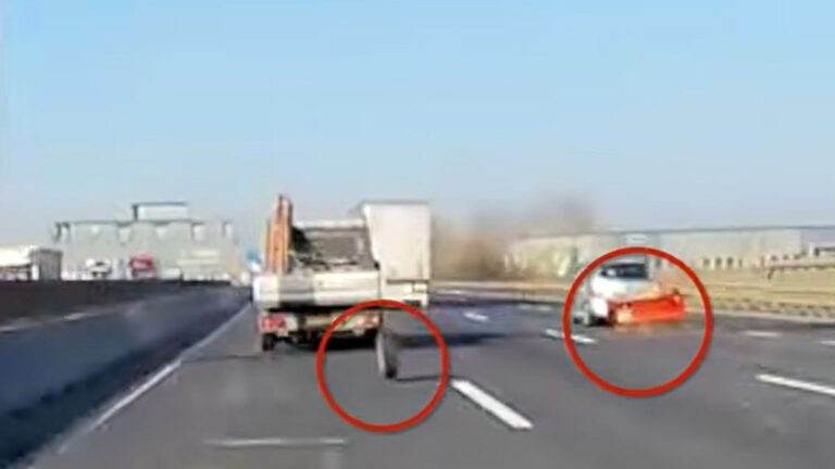 Ijesztő jelenet az M0 autóúton: kitört egy utánfutó kereke + videó