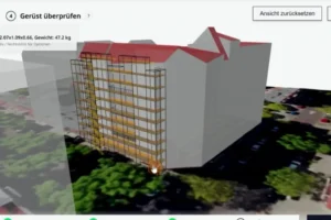 Elég megadni az épület címét, pár fotót, és az MI meg is tervezi az állványzatot