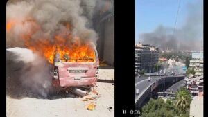 Pokolgépes robbanás Macron szállodájának közelében Damaszkuszban