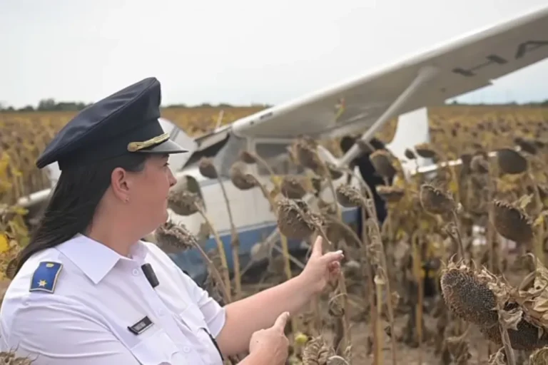 Videón mutatta meg a rendőrség az ellopott kisgépet, ami egy napraforgótáblában landolt